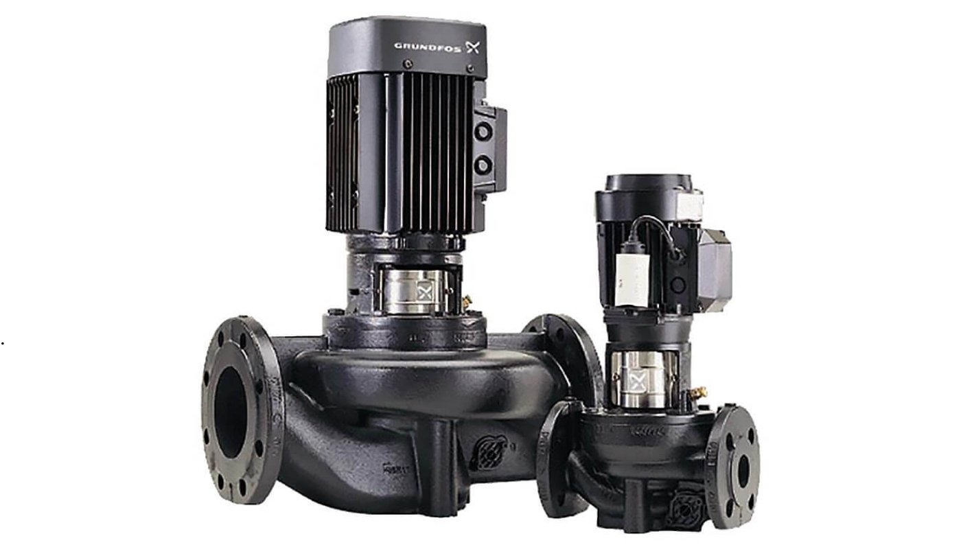 Engineers from Muhamed Harb Contracting installing Grundfos TP inline pumps in an electromechanical project in Cairo, Egypt